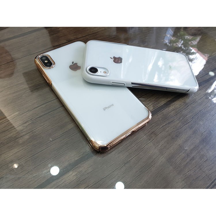 Ốp lưng viền màu Iphone Xs Max trong suốt Baseus Glitter