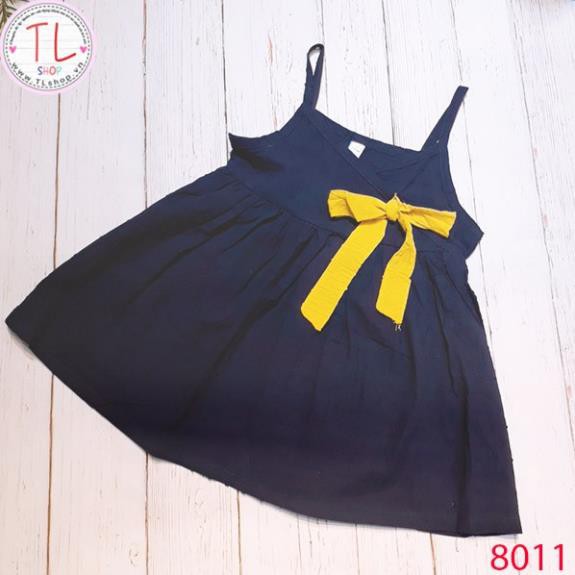 Thời trang trẻ em – Váy babydoll 2 dây đính nơ xinh xắn - Quần áo bé trai - Bộ bé trai - Quần áo bé gái - Bộ bé gái
