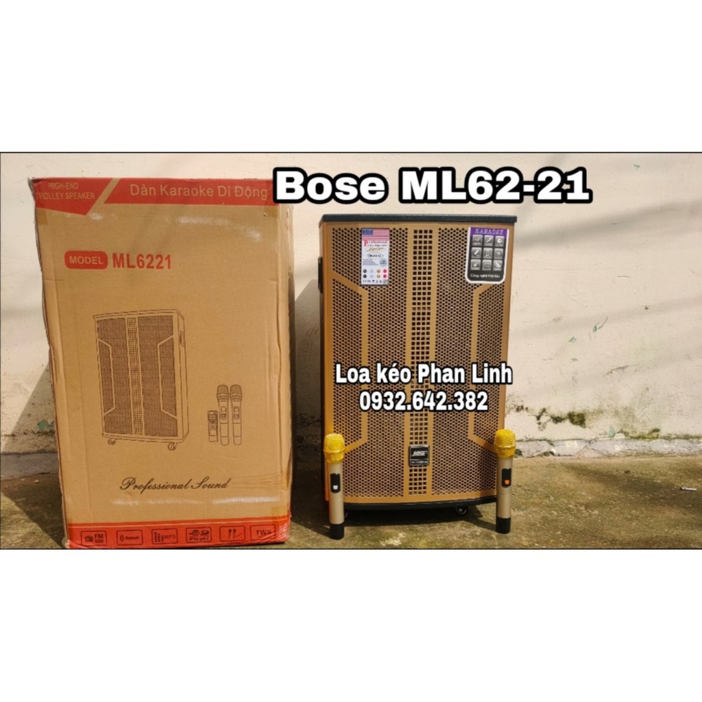 Loa kéo di động loa karaoke Bose ML 6221 gỗ 4 tất kèm 2 micro không dây ( bose 803 cao )