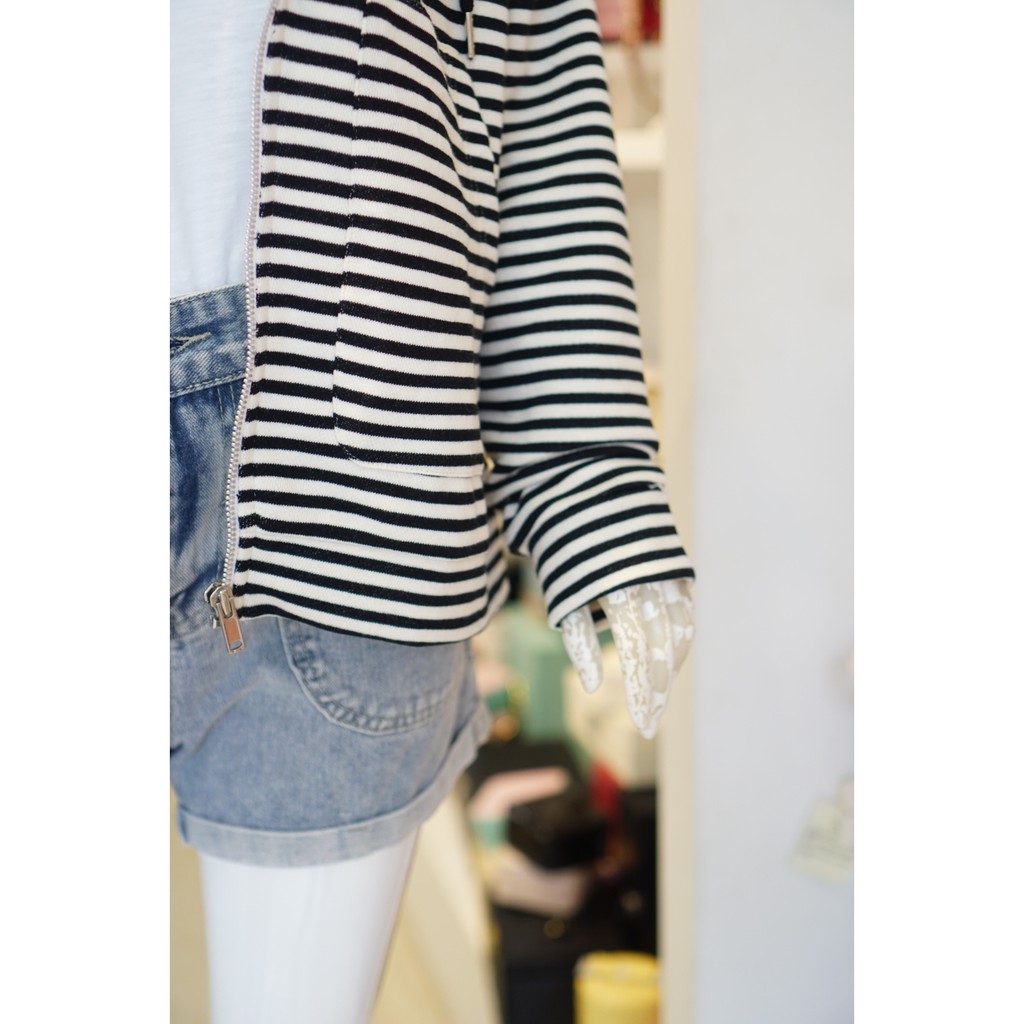 Áo Khoác Thun Menina Sọc 074 Đen | BigBuy360 - bigbuy360.vn