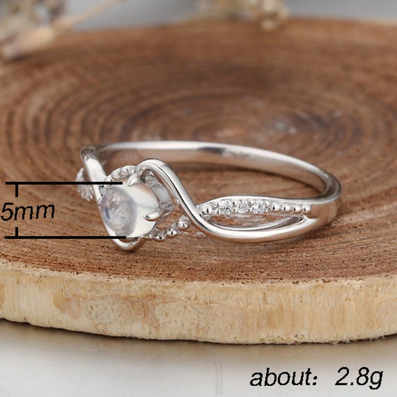 Simple Artificial Moonstone Diamond Small Ring Women's Fashion Ring