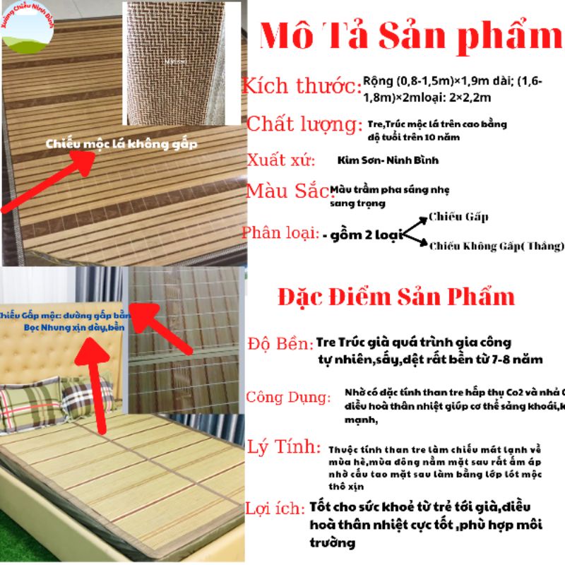 Chiếu trúc tăm tre cao bằng điều hòa mát lạnh nằm 2 mặt đủ kích thước 1m2;1,4m,1,6m,1,8m,2m,Chiếu lụa