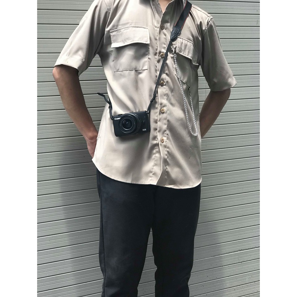 Áo sơ mi đen tay ngắn có chain Fox unisex | BigBuy360 - bigbuy360.vn