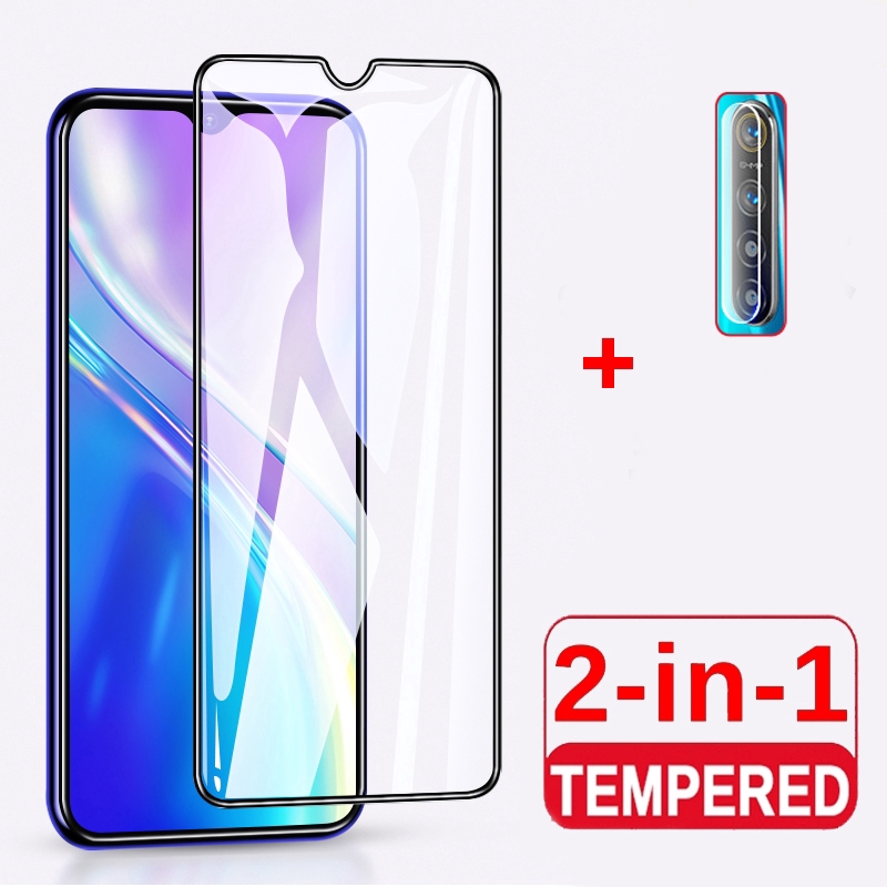 Realme XT Tempered Glass Screen Protector For Realme 5 3 2 Pro C1 C2 X Full Glue Screen Protector &amp; Camera Lens Glass Protector