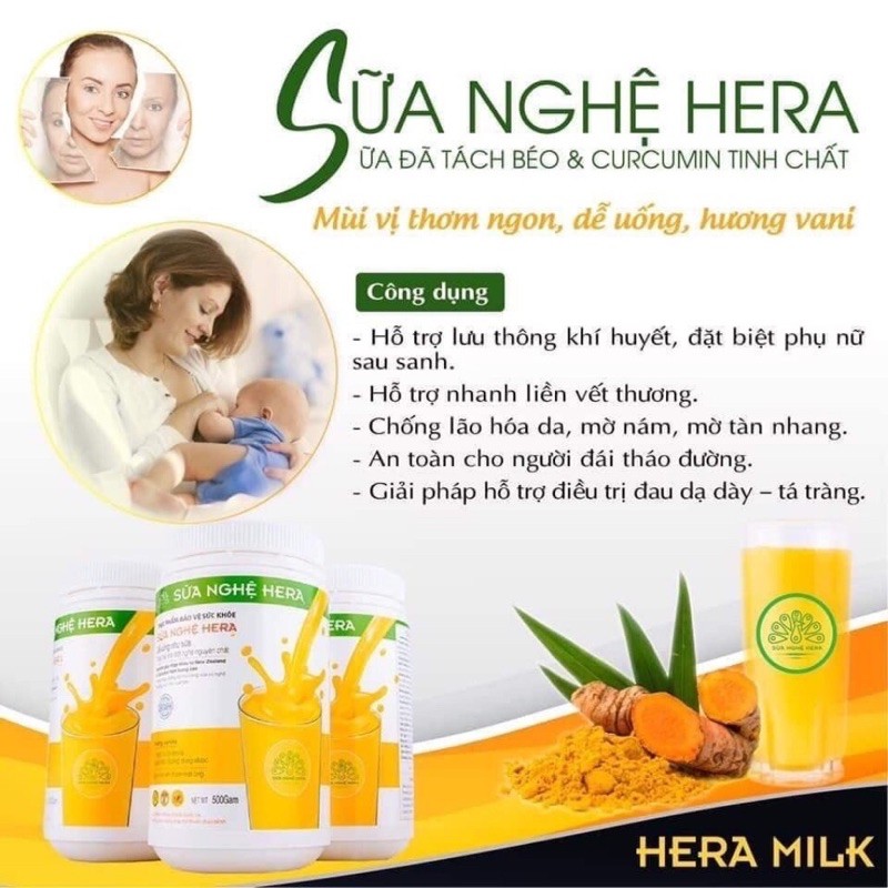 (chính hãng) Sữa nghệ Hera 500gr - lành vết thương - đẹp dạ - tiêu hoá khỏe