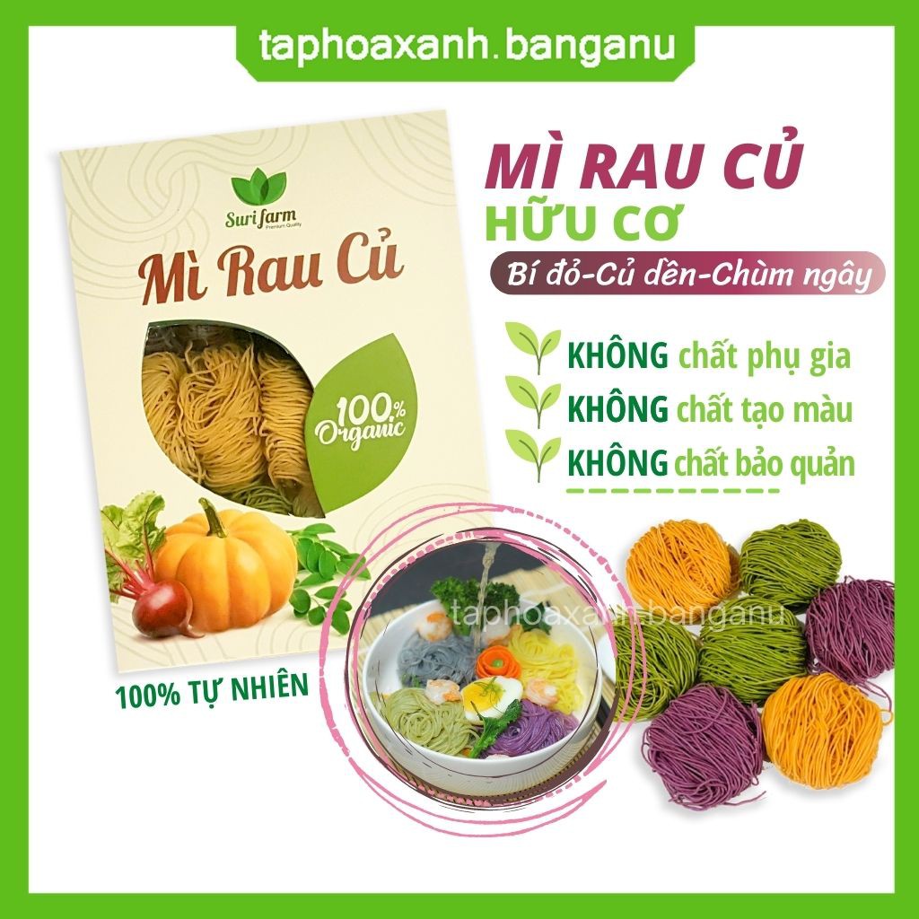 Mì Rau Củ Hữu Cơ SuriFarm⚡FREESHIP⚡Ăn Kiêng.Giảm Cân. Bé Ăn Dặm.Giàu Chất Xơ