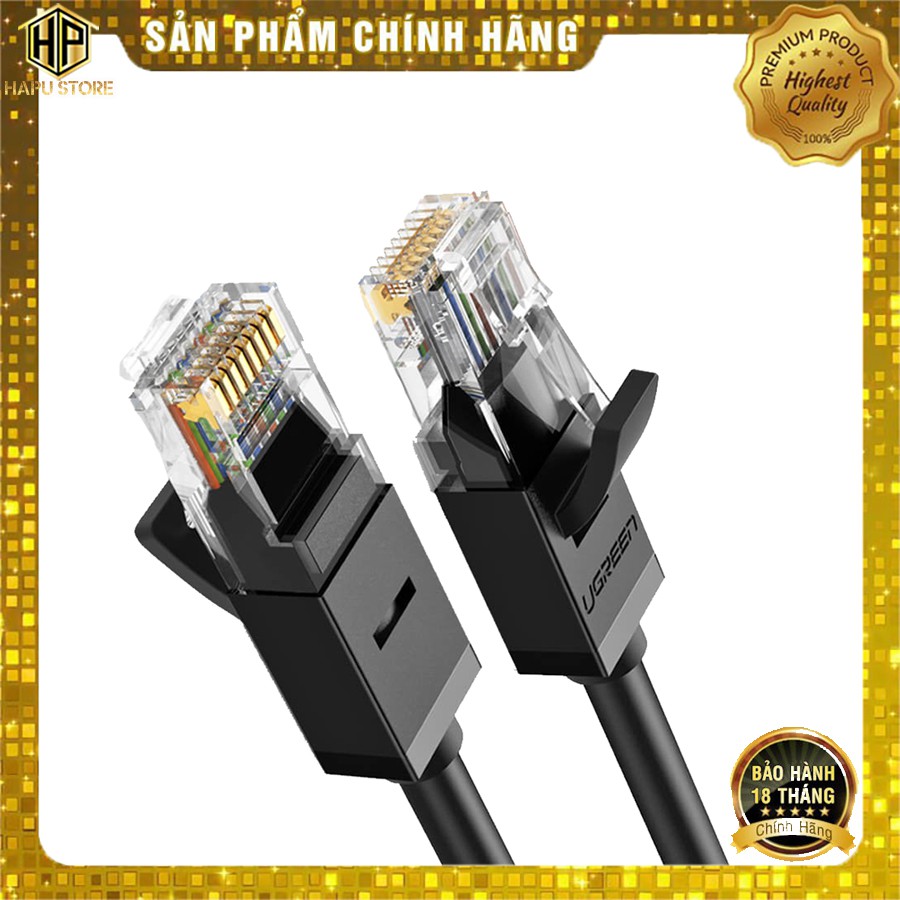 Cáp mạng Cat6 UTP Ugreen đúc sẵn chính hãng màu đen tốc độ Gigabit - Hapugroup