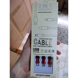 Dây cap sạc nhanh 3 đầu đa năng Type C, Iphone, Android