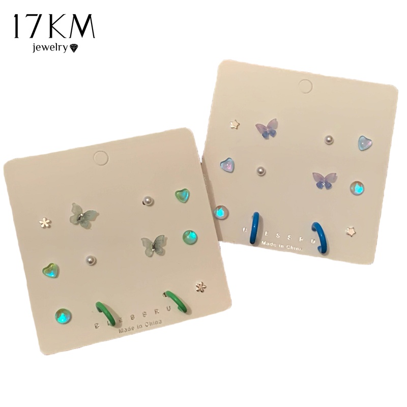 Bông tai 17KM hình bướm/ trái tim/ ngọc trai nhân tạo ngọt ngào bằng nhựa resin cho nữ