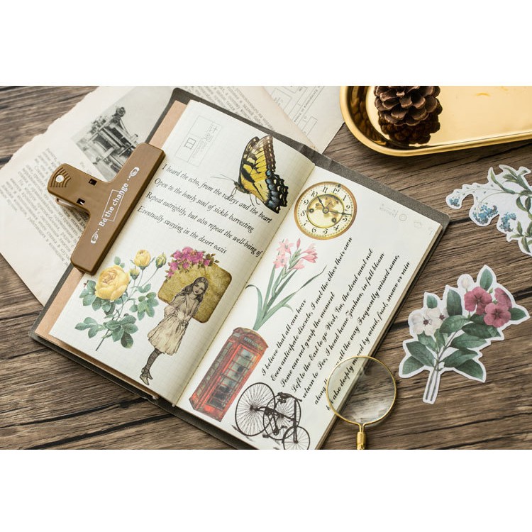 60 sticker mohamm dán trang trí sổ bullet journal vintage cổ điển phong cách cổ retro