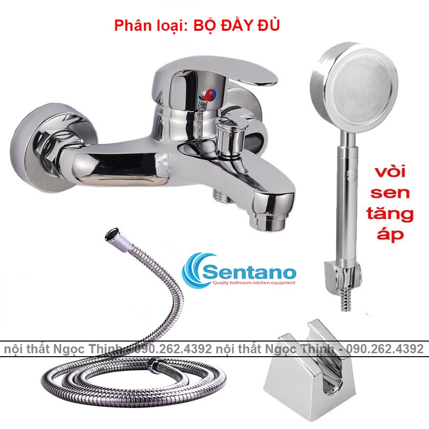 Bộ Củ Sen Tắm Nóng Lạnh SENTANO STN-213  Đồng Thau Mạ Crom sử dụng tay Sen Tăng Áp NHÔM nước phun mạnh