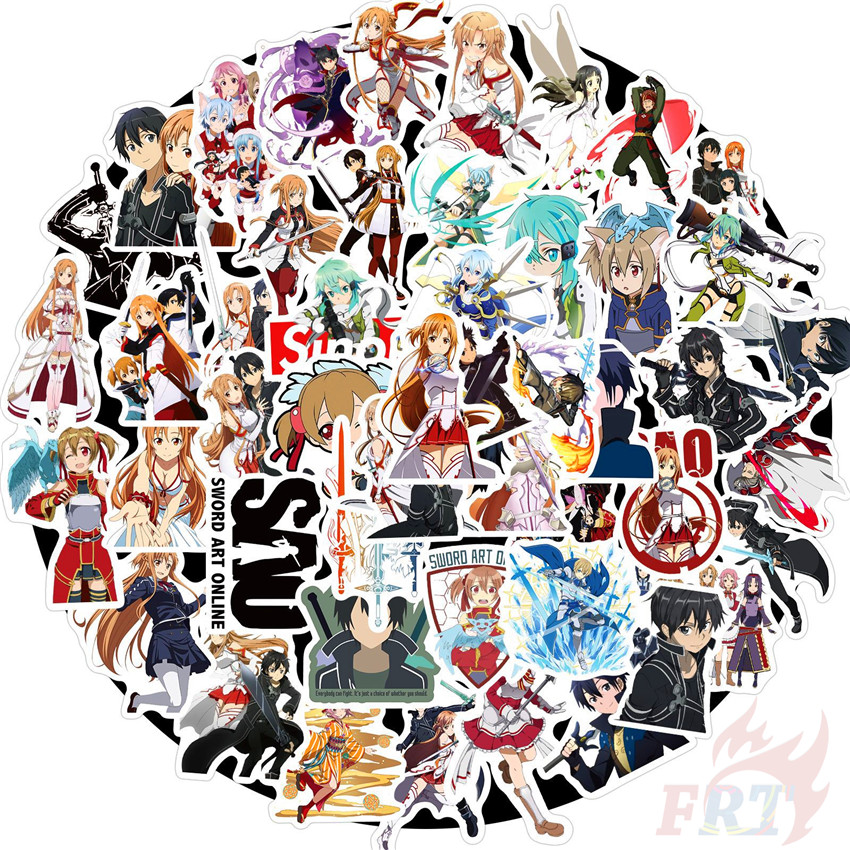 ❉ Sword Art Online - Series 03 Anime SAO Stickers ❉ 50Pcs/Set Kirigaya Kazuto Kirito Yuuki Asuna Asada Shino Mixed DIY Fashion Luggage Laptop Skateboard Doodle Decals Stickers