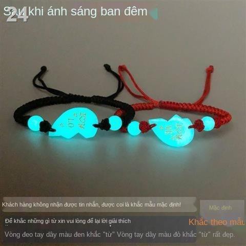 > Vòng tay cặp đôi tình nhân trái tim bằng đá dạ quang khắc nam nữ Món quà kỷ niệm Ngày sinh viên