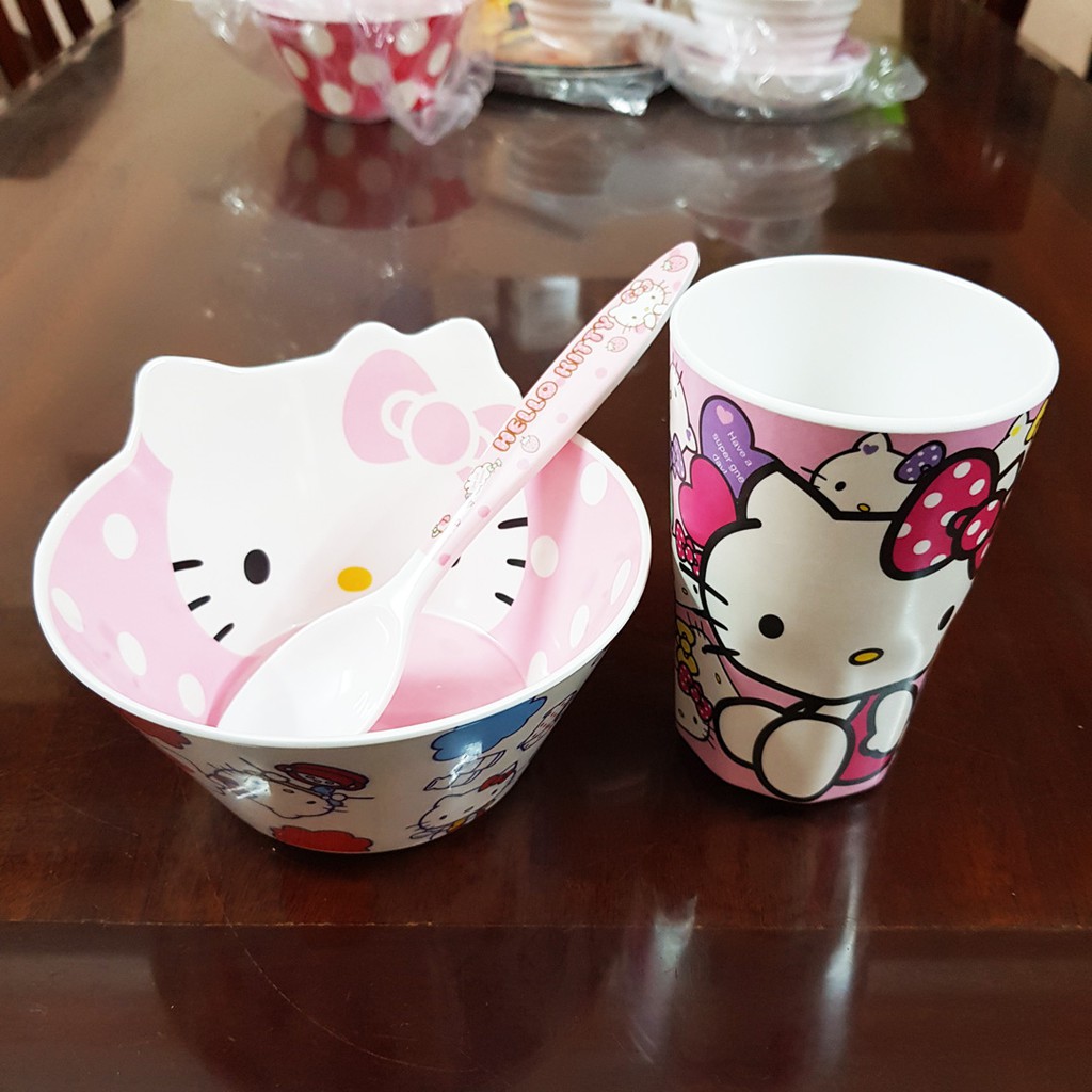 Bộ chén ăn , ly uống nước hoạt hình kitty