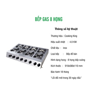 Bếp ga 8 họng vuông, bếp ga 8 cửa, bếp ga 8 lò