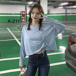 Áo BIGSIZE CROPTOP TAY DÀI RÚT DÂY EO.