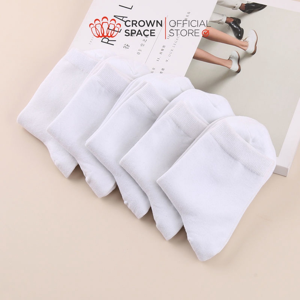 Tất Trắng Cao Cấp Crown Space Cho Bé Trai Bé Gái Đi Học PKT21630 – Cotton Len, Thoáng Khí – Kết hợp với Giày Shool Shoes