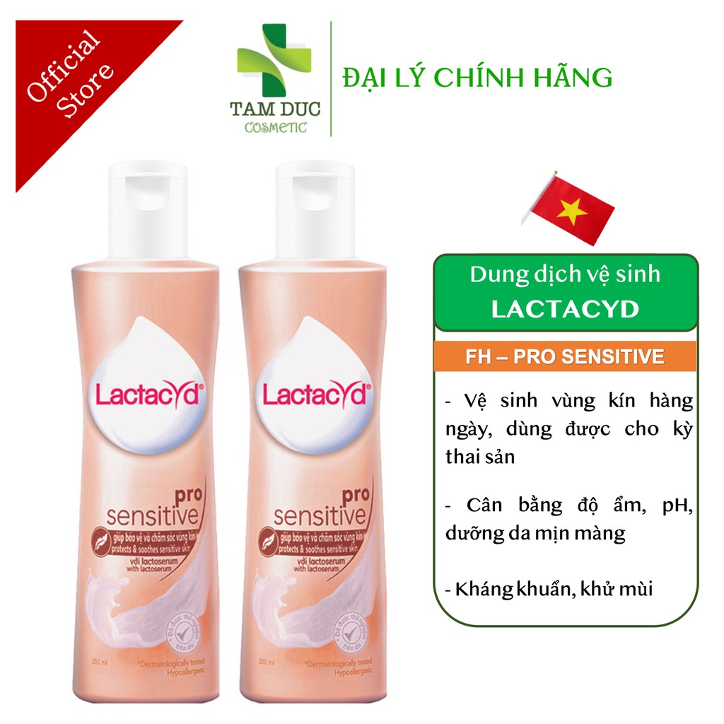 Bộ 2 chai Dung Dịch Vệ Sinh Phụ nữ Lactacyd Pro Sensitive 250ml/chai [DDVS]