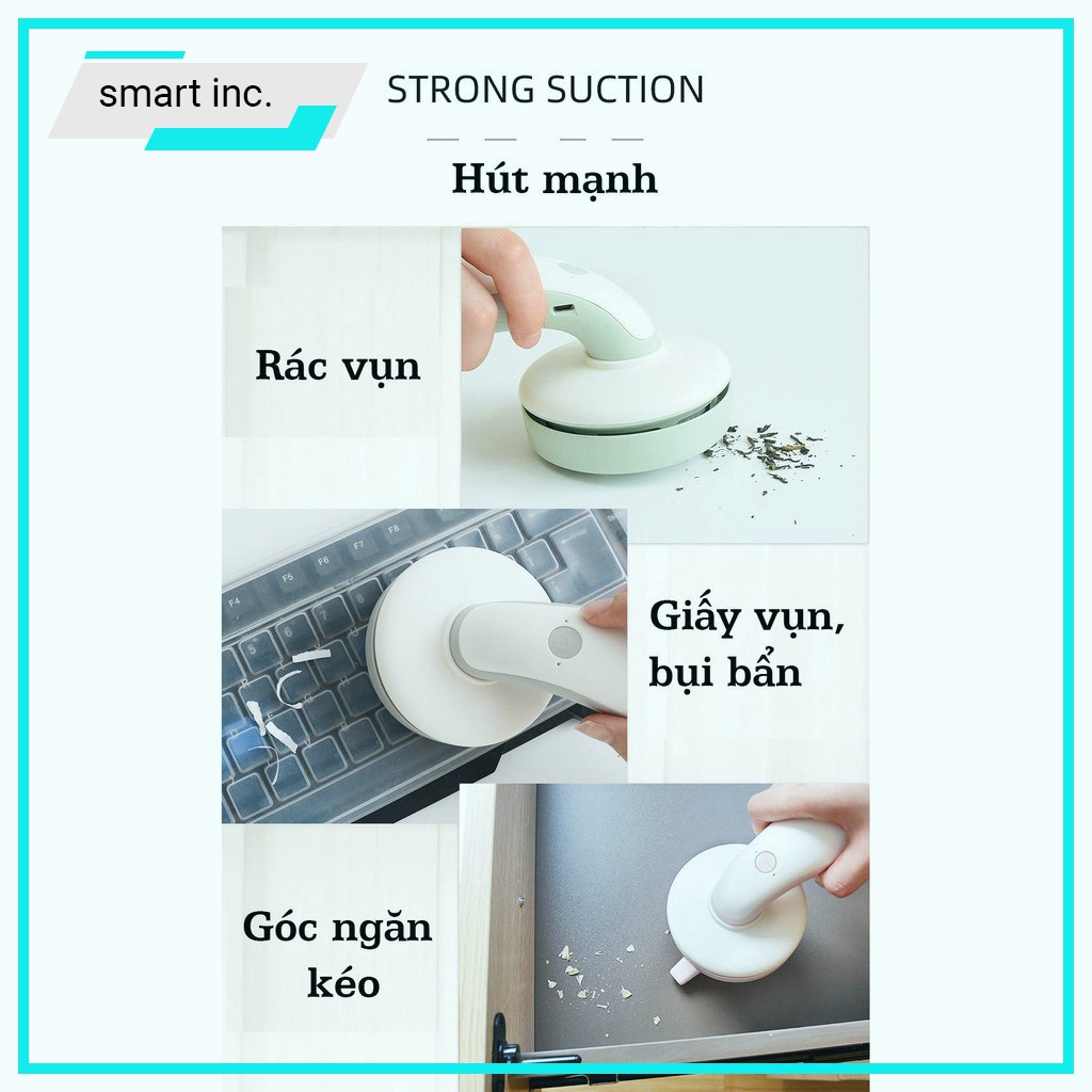 Máy Hút Bụi Mini Cầm Tay Tiện Dụng Vệ Sinh Văn Phòng Gia Đình Sạc Pin USB