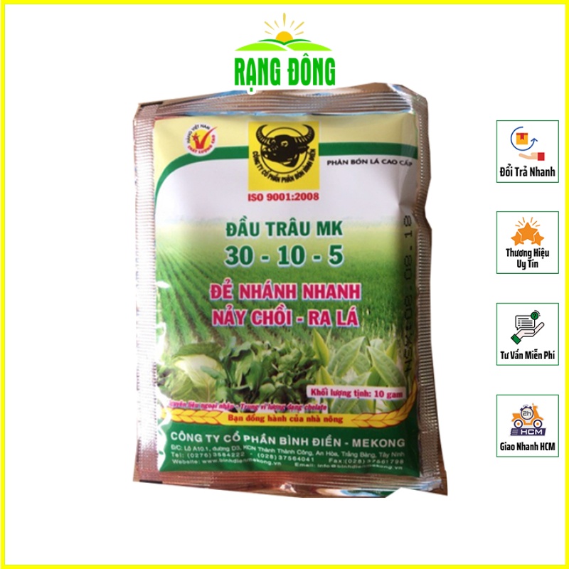 Phân bón Đầu Trâu Kích Ra Rễ - Đẻ Nhánh MK 30-10-5 gói 10gram - Hạt giống