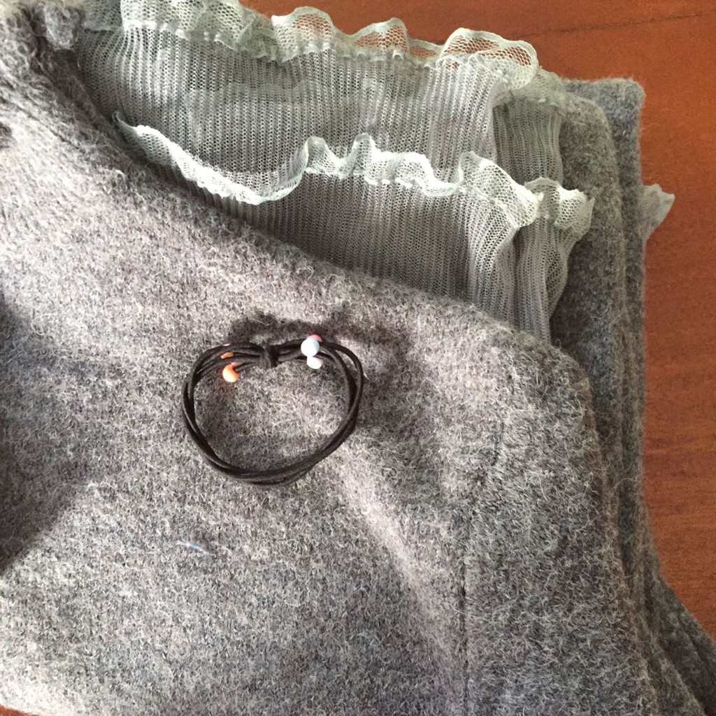 Váy bầu chất len dày dặn phối voan ren tiểu thư VL239