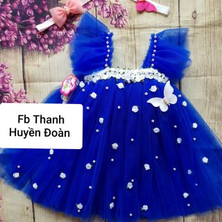 Váy công chúa bé gái cánh tiên xanh bích