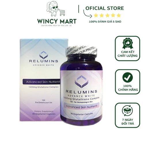 Viên Uống Trắng Da Relumins Advance White 1650mg Glutathione Complex 90v Của Mỹ