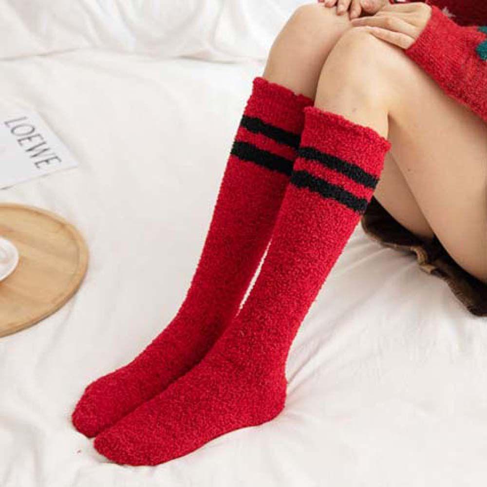 Vớ Lông Cừu San Hô Dày Dặn Ống Dài Đơn Giản Dễ Thương Phong Cách Nhật Bản