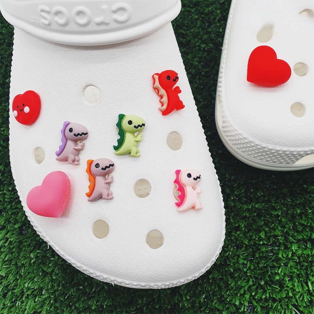 [Hạt Charm Hình Khủng Long Mini [Màu Đỏ / Be / Xanh Lá / Cam / Tím) Phụ Kiện Trang Trí Giày Crocs Jibbitz Diy