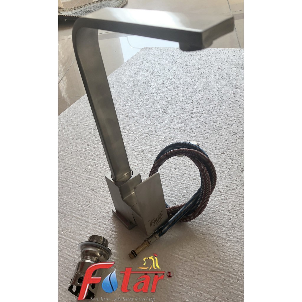 (Gía sỉ)Vòi Rửa Chén Bát Nóng Lạnh 100% INOX 304 chống han gỉ N4003 FOTAR Quay được 2 hộc chậu vòi Chén Vuông dẹt | BigBuy360 - bigbuy360.vn