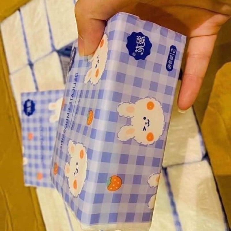 [Freeship 50k] Bịch khăn giấy ăn 40 tờ size S hình thỏ siêu dai, siêu mềm