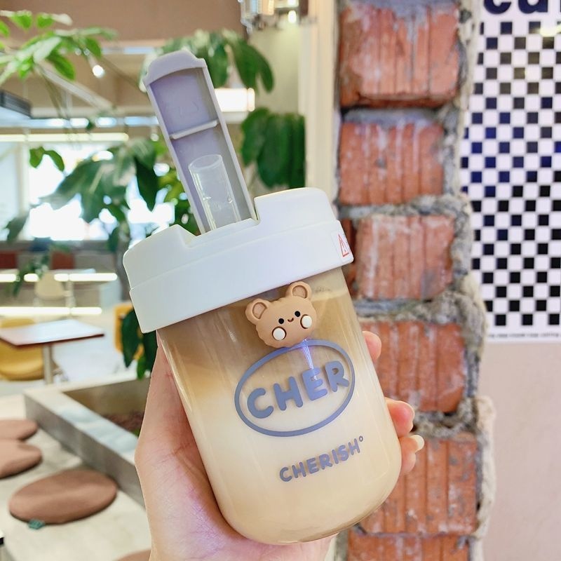 Bình Nước 300ml Có Ống Hút Tiện Lợi