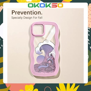 Suitable for OPPO Reno7pro mobile phone shell reno6/5PRO new cartoon wave edge wave anti-fall mobile phone cover soft R17 couple models