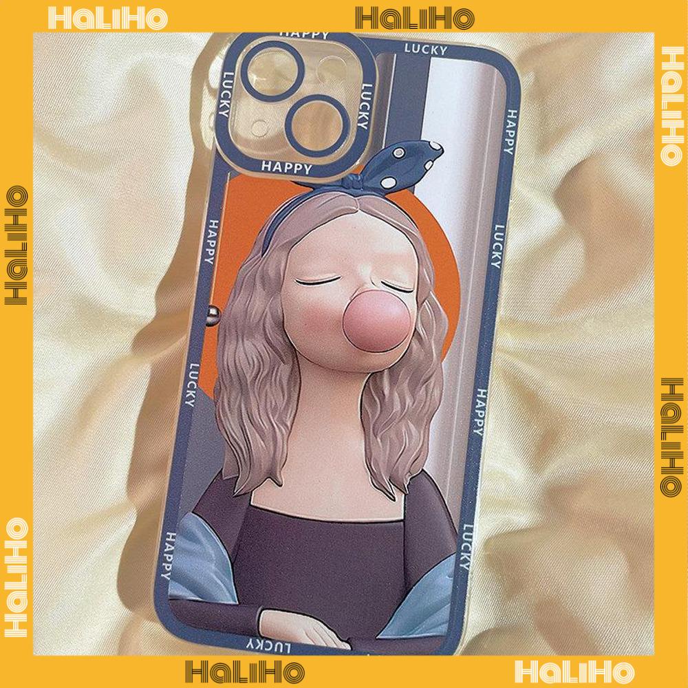 iPhone Case Silicone Soft Case Clear Case Square Edge Shockproof Protection Camera Comic Cute Girl Compatible For iPhone 11 iPhone 13 Pro Max iPhone 12 Pro Max iPhone 7 Plus xr