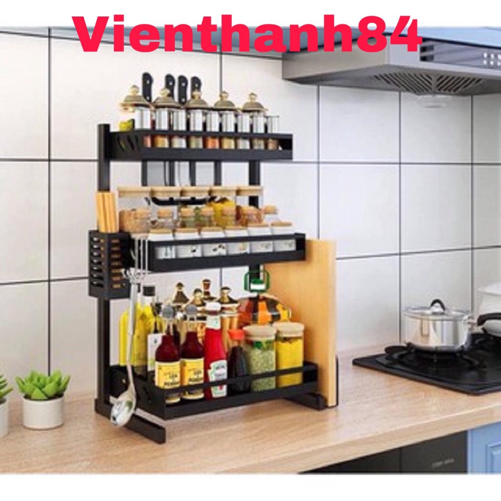 KỆ GIA VỊ SẮT ĐEN 3 TẦNG Sơn Tĩnh Điện chống rỉ