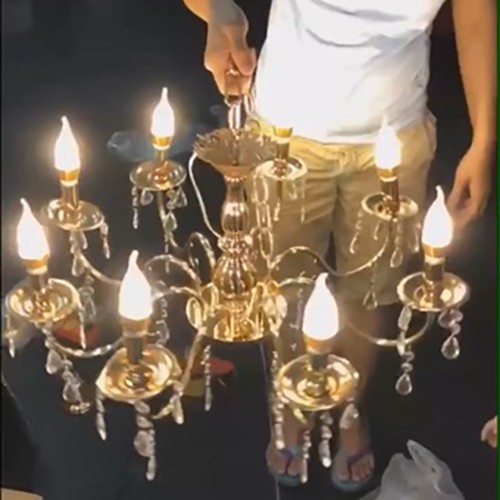 Đèn chùm trang trí 6 tay sắt đẹp