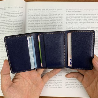 Ví nam - Màu xanh navy - Chất liệu da saffiano - Handmade