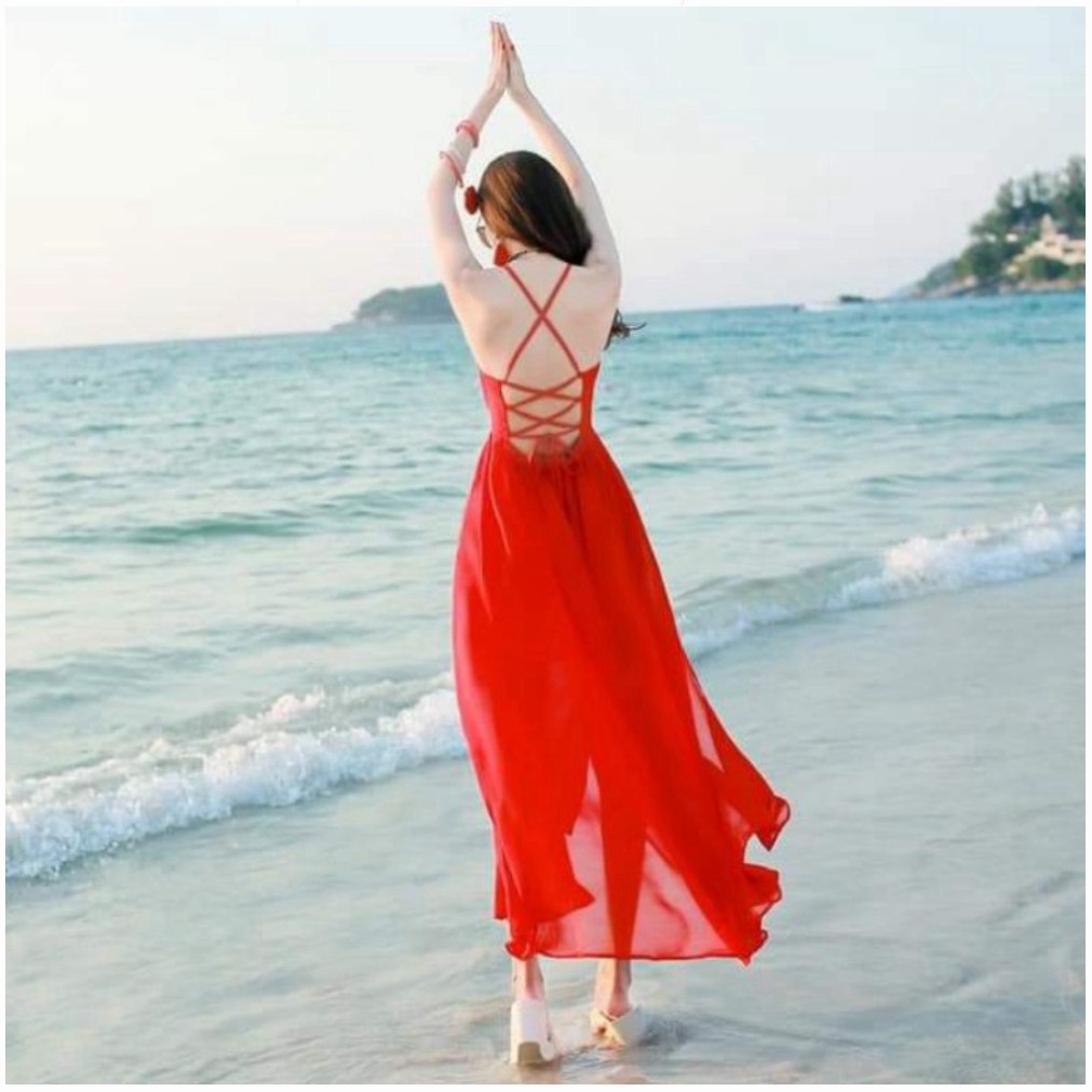 Đầm maxi đi biển xẻ tà dây lưng kèm quần đùi trong siêu đẹp hình thật  hoàn xu NHƯ Ý