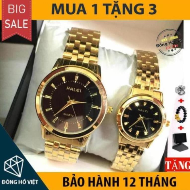 WDAA LDYI0 [SIÊU GIẢM GIÁ] Đồng Hồ nam nữ HALEI H1 sườn Thép Mạ Vàng Cao Cấp lịch ưng chuẩn sang trọng (Tặng Vòng Tỳ Hưu