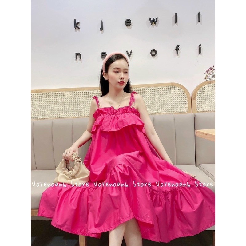 Đầm xoè babydoll bèo, Đầm dây xoè lụa đũi cao cấp | BigBuy360 - bigbuy360.vn