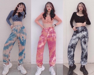 Set áo croptop mix quần loang