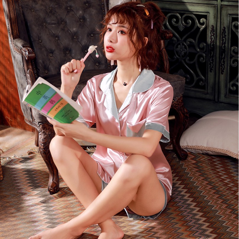 HÀNG SẴN_Bộ Ngủ Lụa Pyjama Quảng Châu Ngắn Tay Hè Mẫu 2021