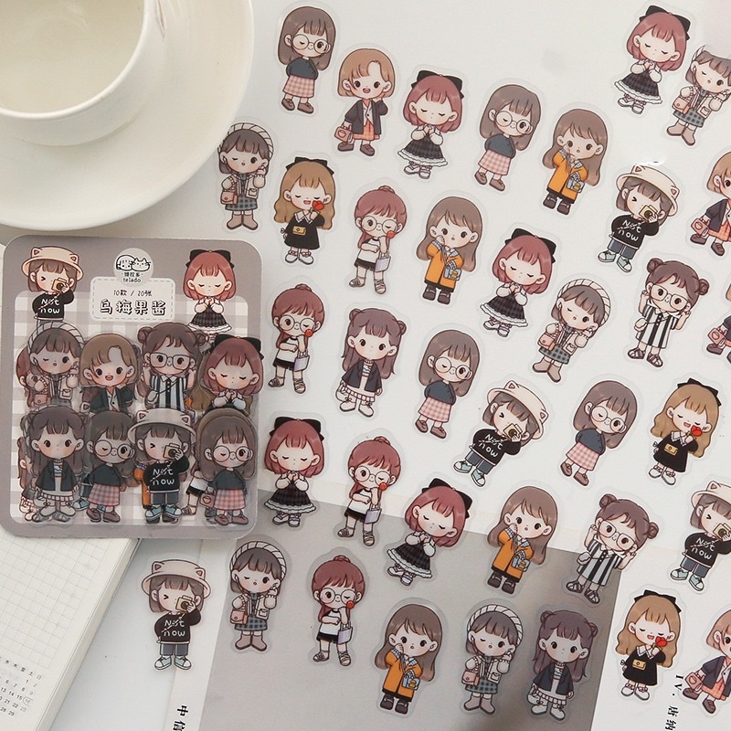 Gói 20 / 40 pcs stickers giấy PET PVC bé trai bé gái lớn không thấm nước DIY