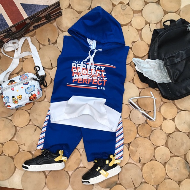 Bộ bé trai bé gái có nón perfect năng động dễ thương