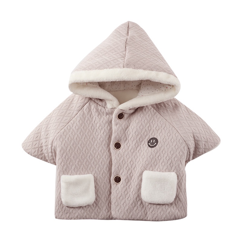 Áo khoác nỉ bông lót lông dày ấm tay ngắn cho bé dễ vận động