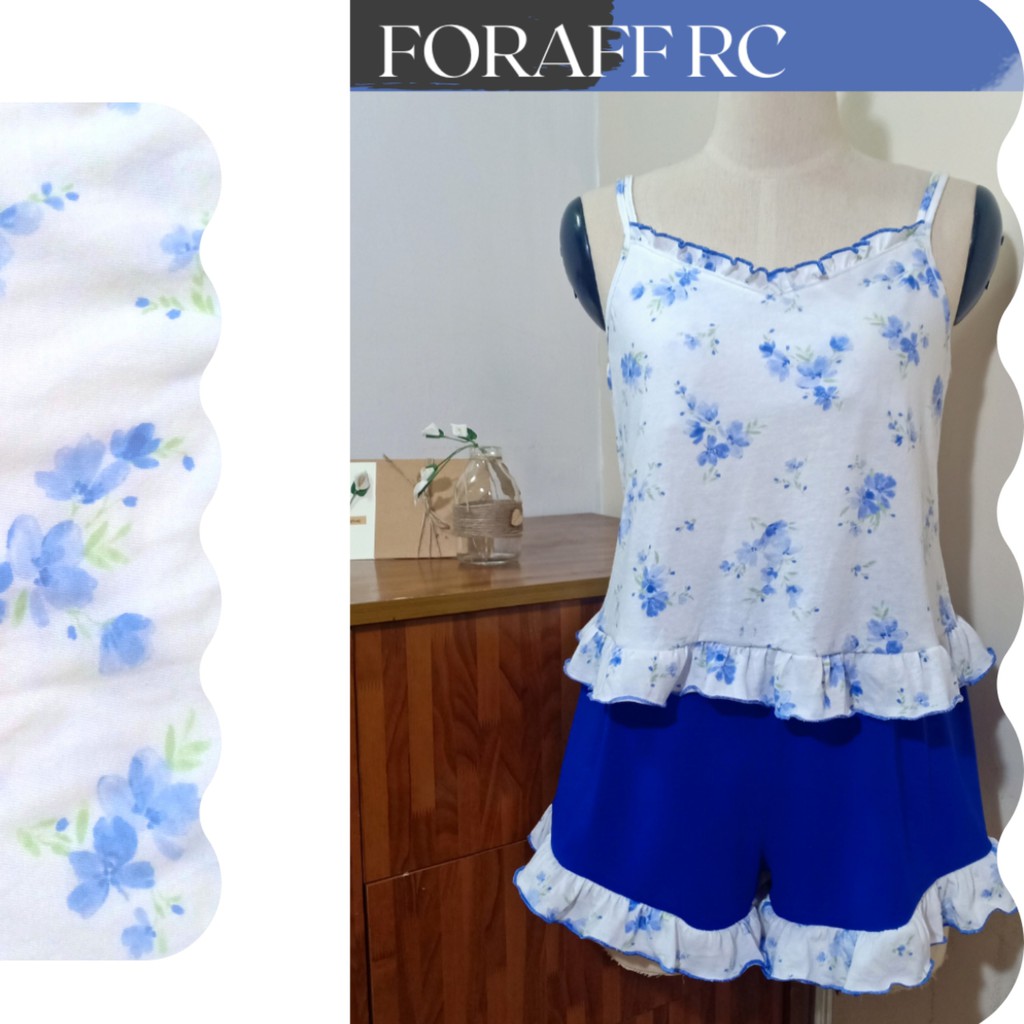 Đồ bộ ngủ nữ RCB04, hai dây, cổ tim phối bèo, thun cotton 2c 4c chiều dành cho người dưới 62kg | BigBuy360 - bigbuy360.vn