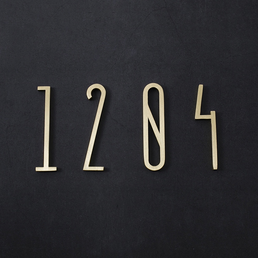 Biển số nhà bằng đồng thau 0-9 7cm phong cách Bắc Âu sáng tạo