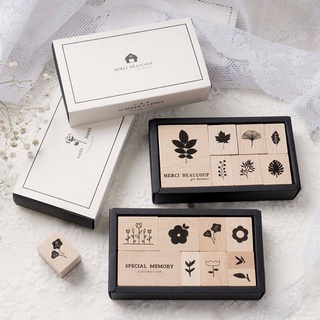 Set Con Dấu Bằng Gỗ In Hình Hoa Lá Phong Cách Cổ Điển Dùng Trang Trí Nhật Kí Sổ Tay Tạp Chí