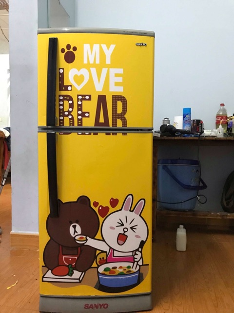 Tranh  dán tủ lạnh-máy lạnh - máy giặt Gấu brown siêu cute HUE DECOR chống nước, màu sắc trẻ trung, làm mới không gian | BigBuy360 - bigbuy360.vn