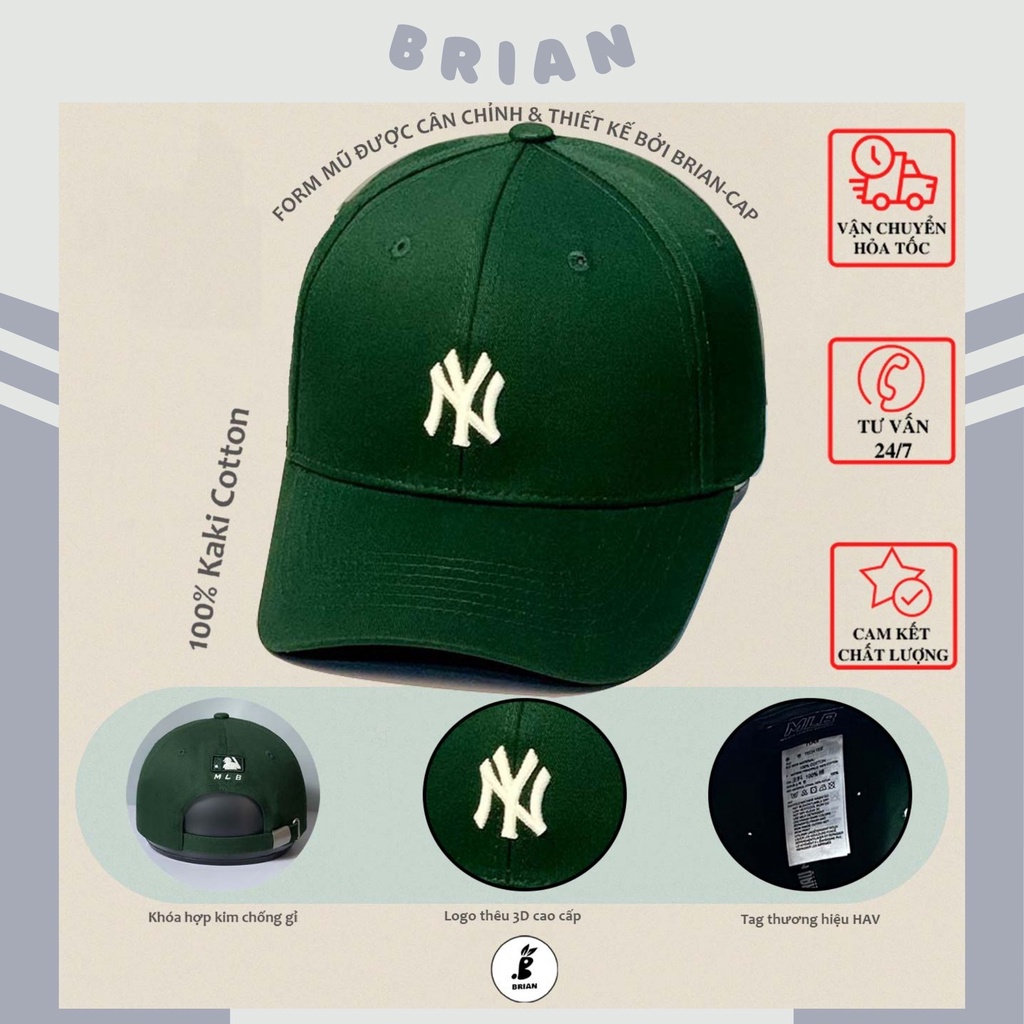 Mũ lưỡi trai MLB thêu chữ NY xanh lá Hàn Quốc, nón kết hàng xuất dư cao cấp phong cách Hàn Quốc.